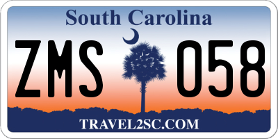 SC license plate ZMS058
