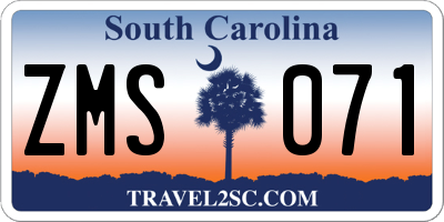 SC license plate ZMS071