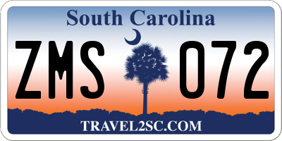 SC license plate ZMS072