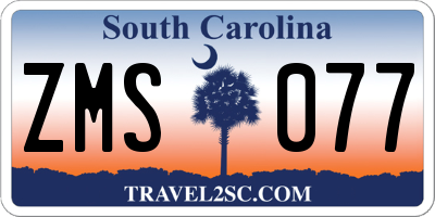 SC license plate ZMS077