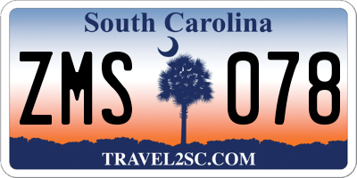 SC license plate ZMS078