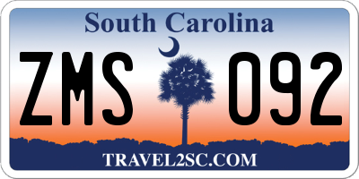 SC license plate ZMS092