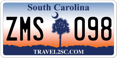 SC license plate ZMS098