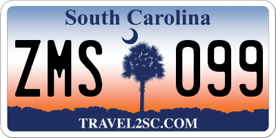 SC license plate ZMS099
