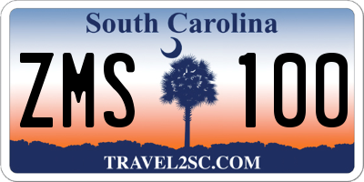 SC license plate ZMS100