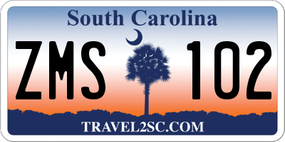 SC license plate ZMS102