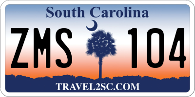 SC license plate ZMS104