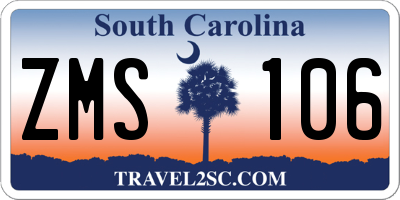 SC license plate ZMS106