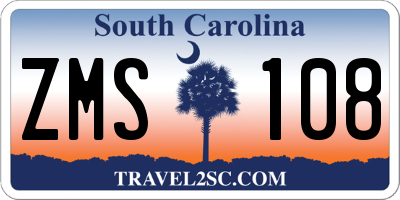 SC license plate ZMS108