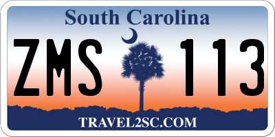 SC license plate ZMS113