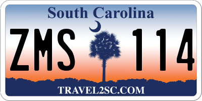 SC license plate ZMS114