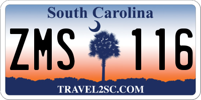 SC license plate ZMS116