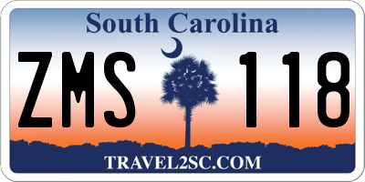 SC license plate ZMS118