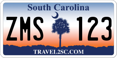SC license plate ZMS123