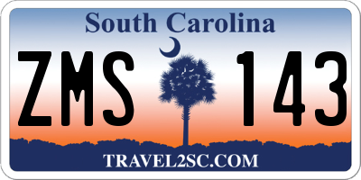 SC license plate ZMS143