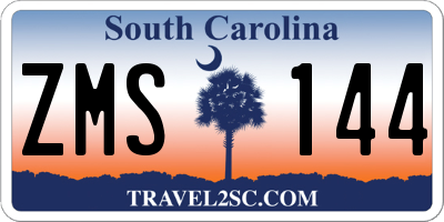 SC license plate ZMS144