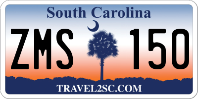SC license plate ZMS150