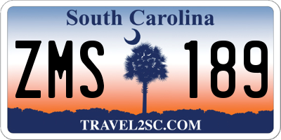 SC license plate ZMS189