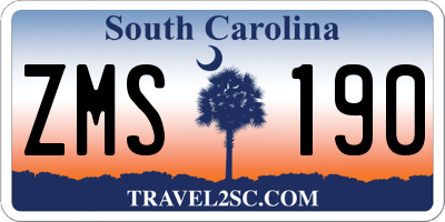 SC license plate ZMS190