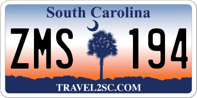 SC license plate ZMS194