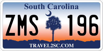 SC license plate ZMS196