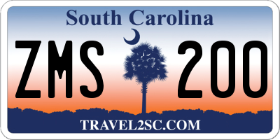 SC license plate ZMS200