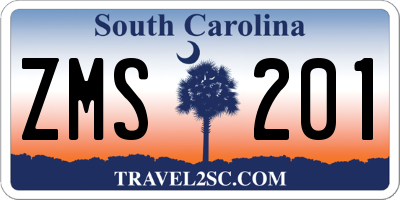 SC license plate ZMS201