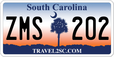 SC license plate ZMS202