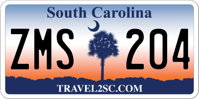 SC license plate ZMS204