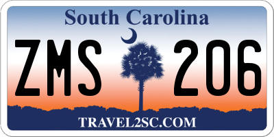 SC license plate ZMS206