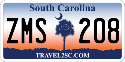 SC license plate ZMS208