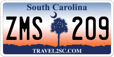 SC license plate ZMS209
