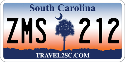 SC license plate ZMS212
