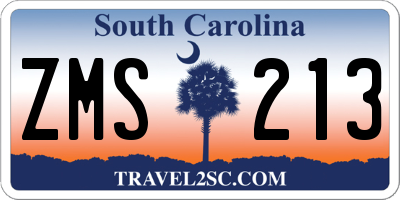 SC license plate ZMS213