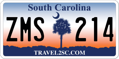 SC license plate ZMS214