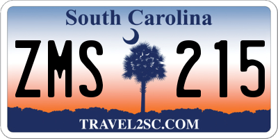 SC license plate ZMS215