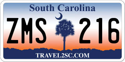SC license plate ZMS216