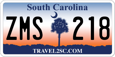 SC license plate ZMS218