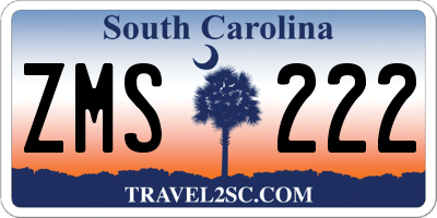 SC license plate ZMS222