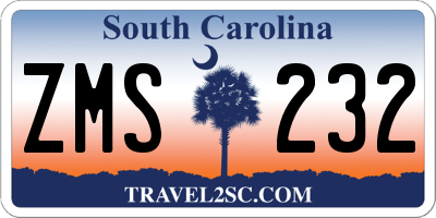 SC license plate ZMS232