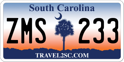 SC license plate ZMS233