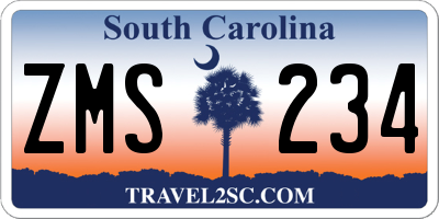 SC license plate ZMS234