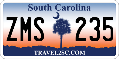 SC license plate ZMS235