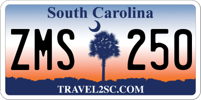 SC license plate ZMS250