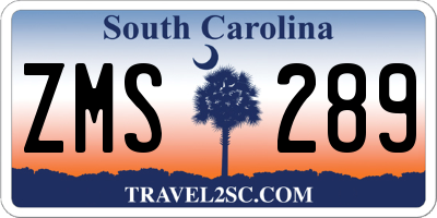 SC license plate ZMS289