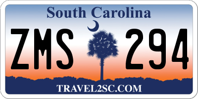 SC license plate ZMS294