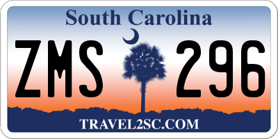 SC license plate ZMS296