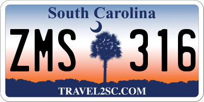 SC license plate ZMS316