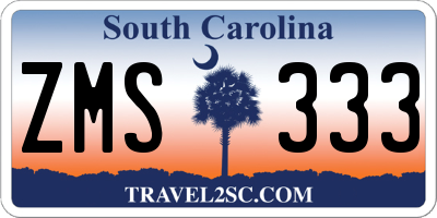 SC license plate ZMS333