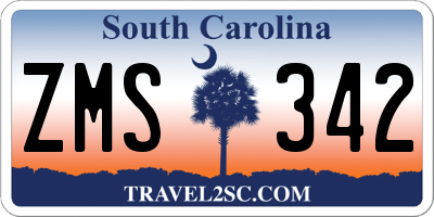 SC license plate ZMS342
